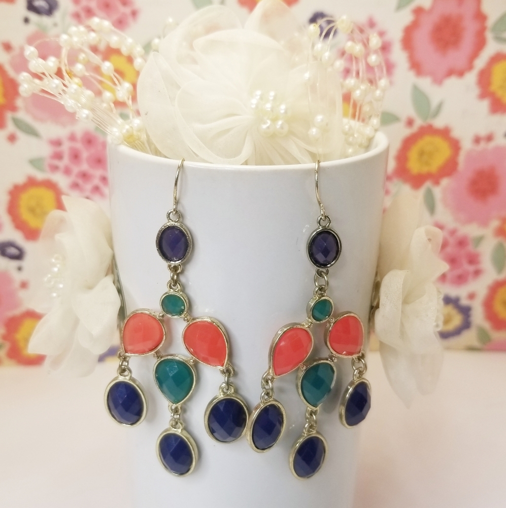 Retro Gold 80s Style Faceted Bead Dangle Earrings
